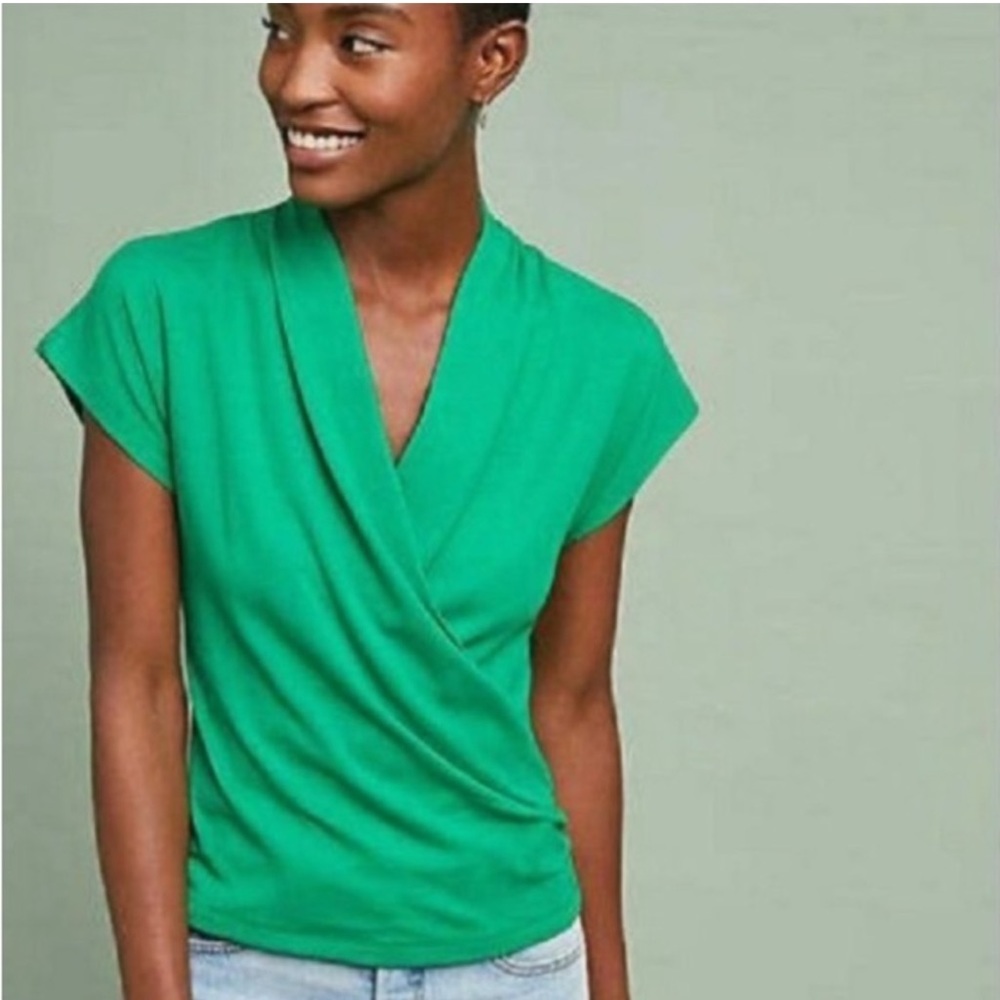 MAEVE / ANTHROPOLOGIE Wakefield Wrapped Top - Green - Sz XS